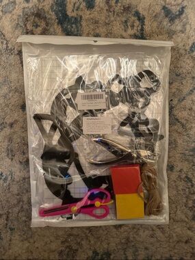 Kids Craft Kit with Pink Scissors and Black Felt Shapes